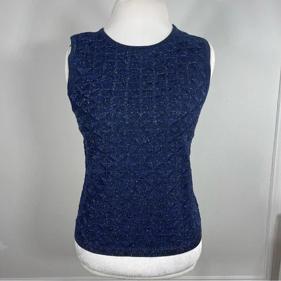 St. John Metallic Diamond Lace Knit Cardigan and Tank Top Set… - Picture 3 of 16